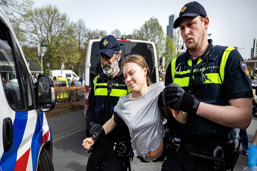 Dutch police arrest climate activist Greta Thunberg in the Hague
